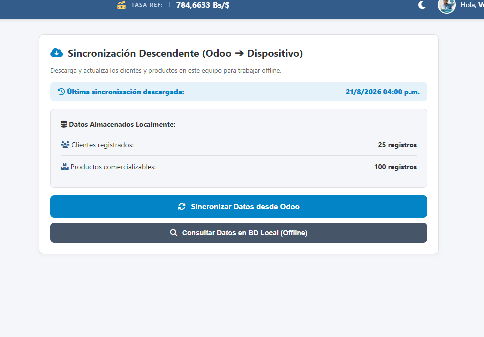 Pantalla de Sincronización Descendente