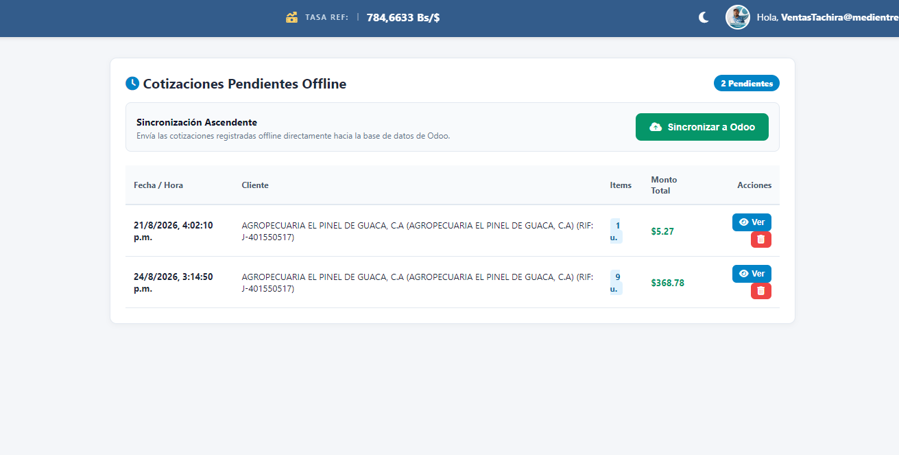 Bandeja de Cotizaciones Pendientes Offline y Sincronización Ascendente