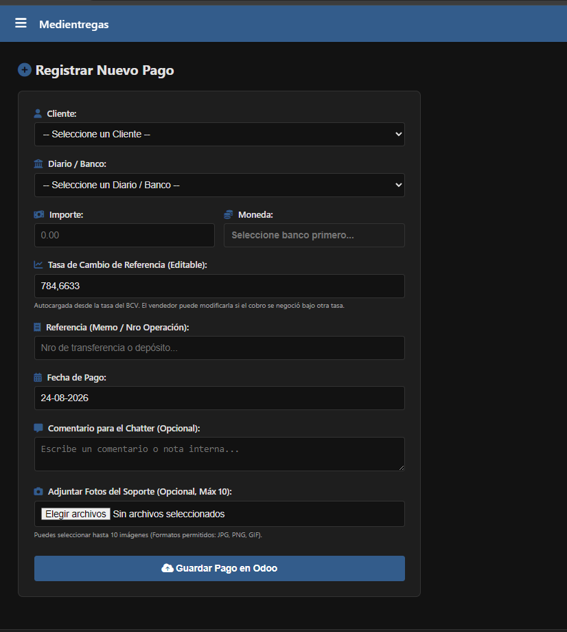 Formulario de Registrar Nuevo Pago